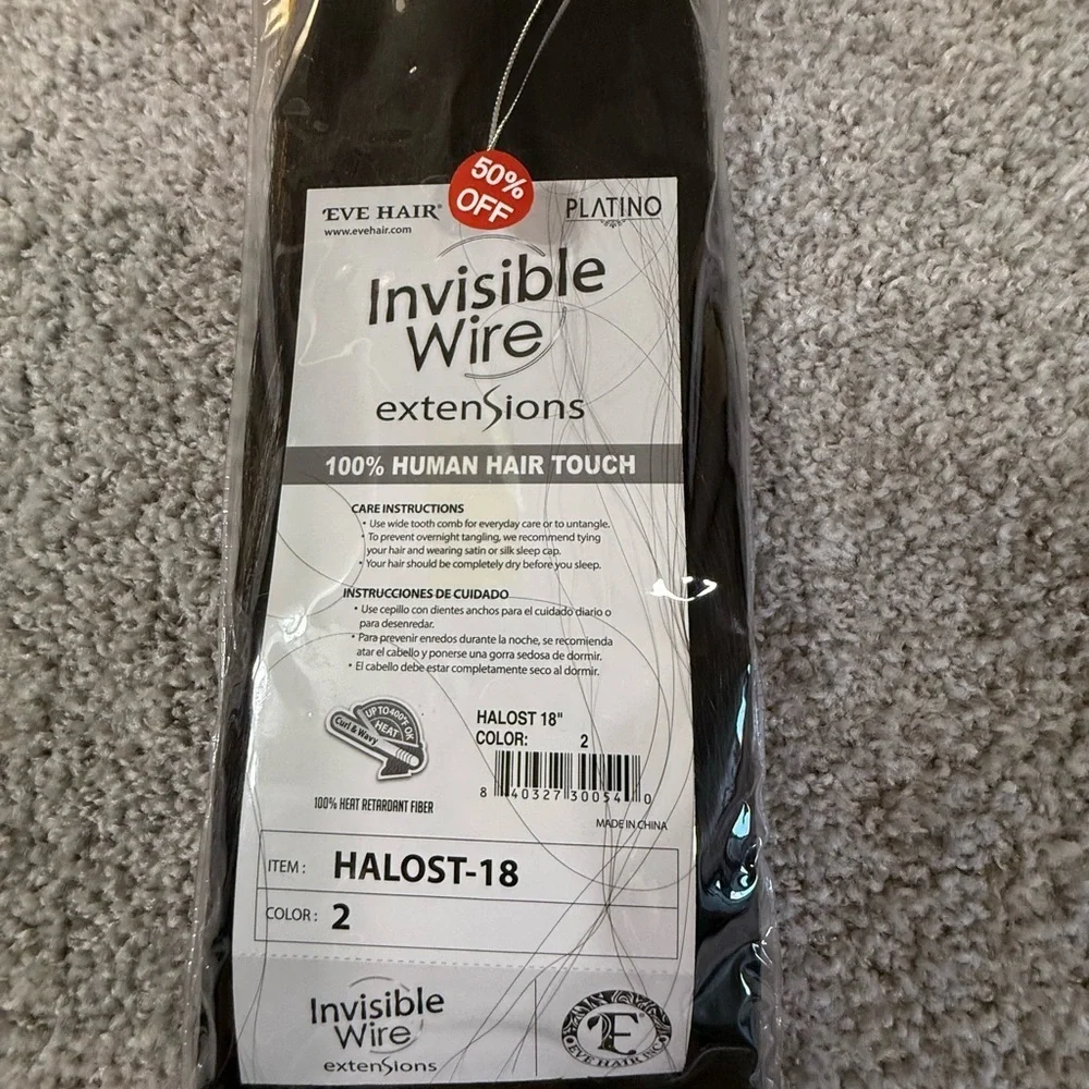 Platino Invisible Wire Halo Hair Extensions – 18” – Color 2 Dark Brown New